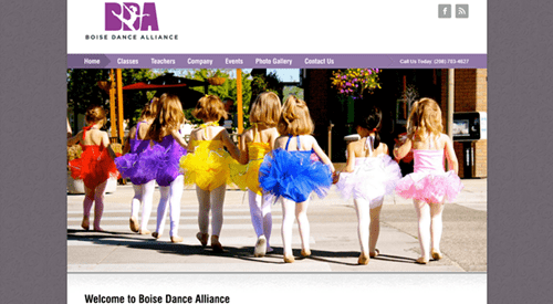 Web Design Boise Dance Alliance Home Page 500x275