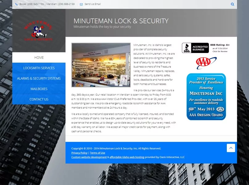 Website Design-Minuteman Lock and Security-After Makeover